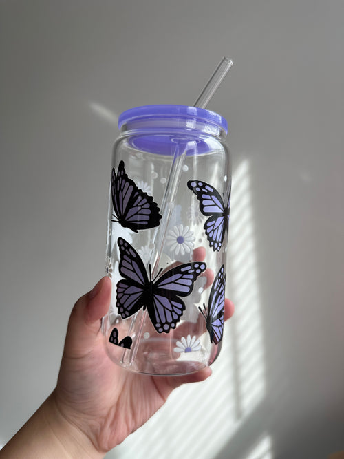 Purple Lid Glass Libbey Cups