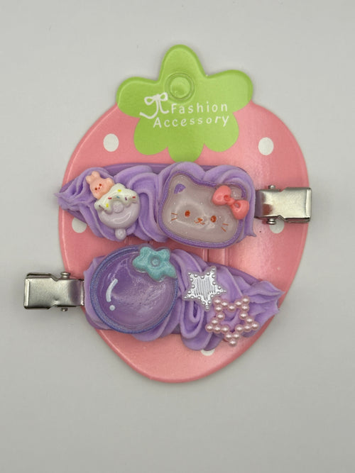 Purple Themed Decoden Hairclips