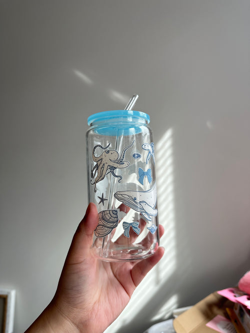 Blue Lid Glass Libbey Cups
