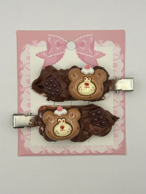 Brown Dessert Themed Decoden Hairclips